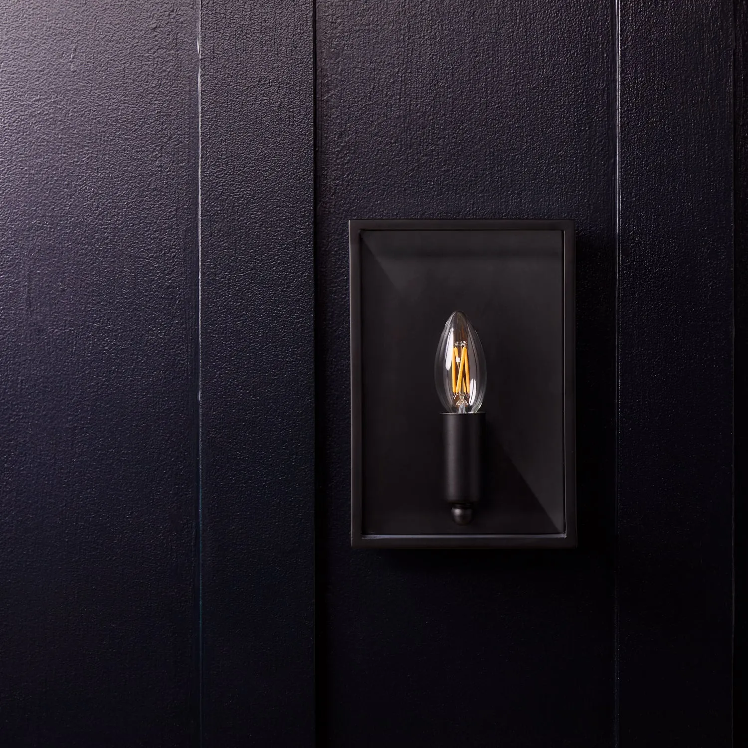 Orford IP44 exterior wall light in blackened brass
