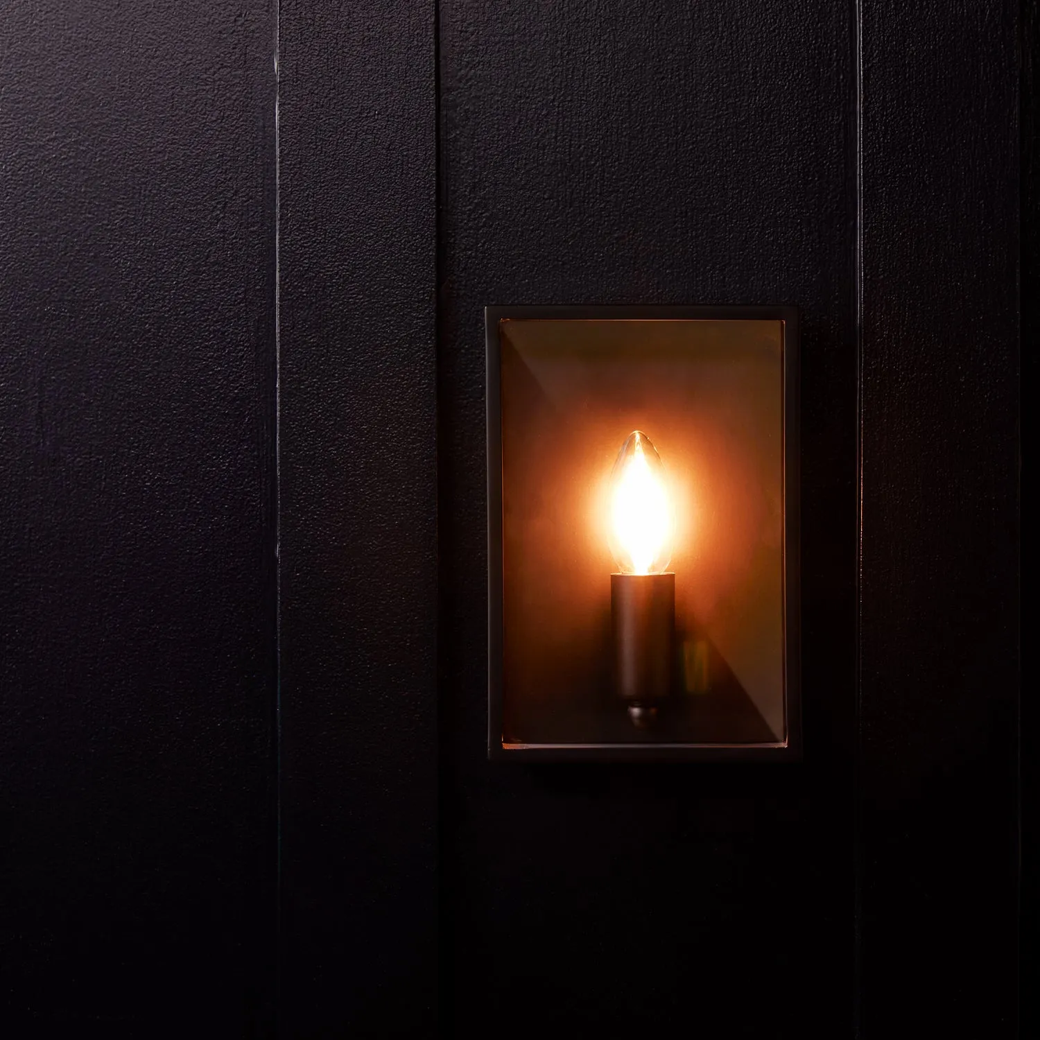 Orford IP44 exterior wall light in blackened brass