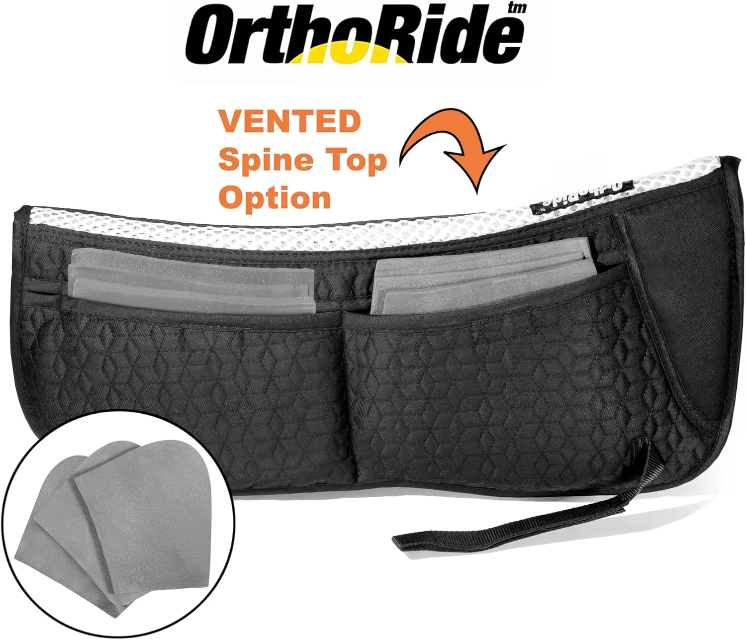 OrthoRide English Half Pad English Saddle Pad Quilted Correction Pad Adjustable 12 Memory Foam Inserts English can be Used w Western, Dressage