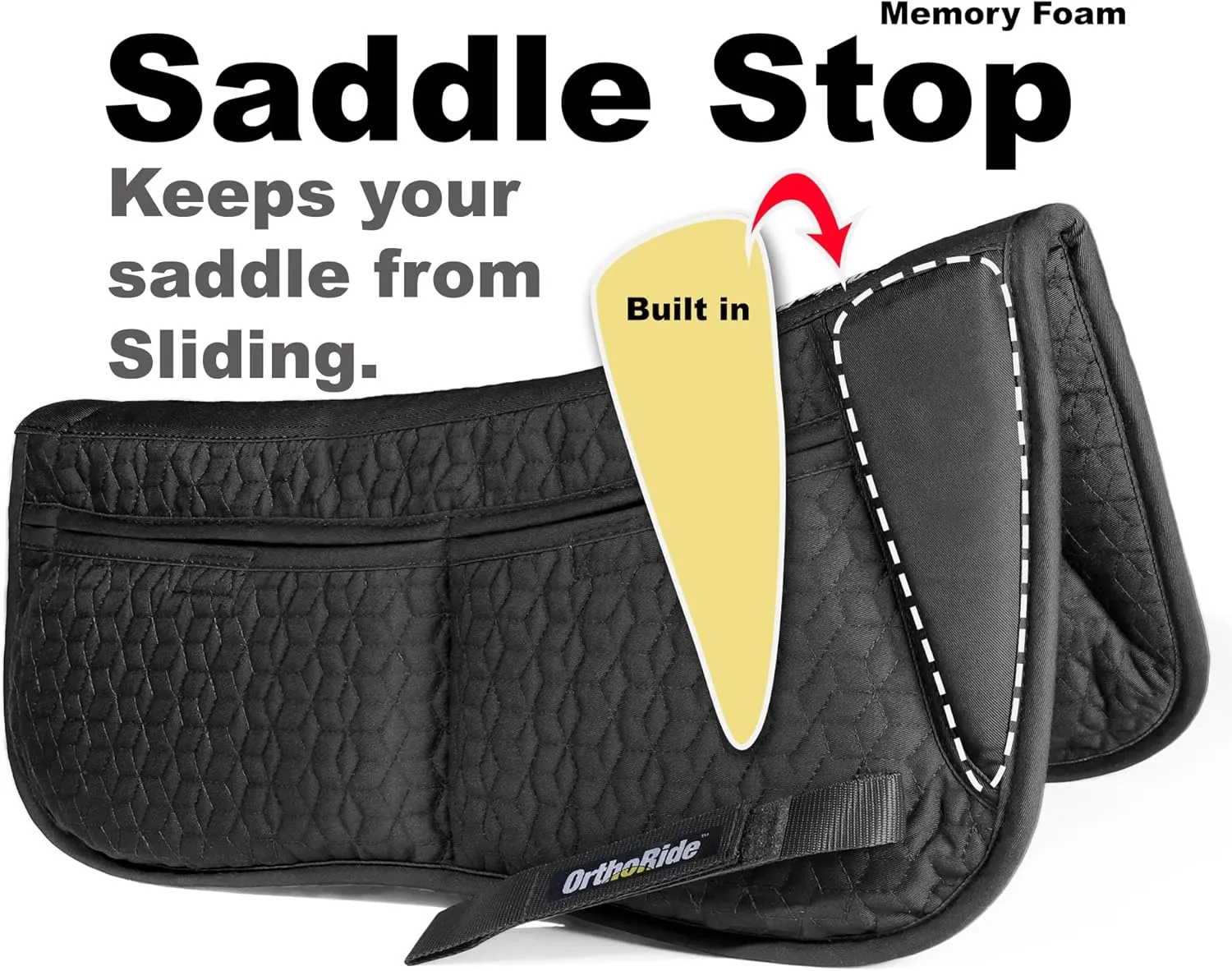 OrthoRide English Half Pad English Saddle Pad Quilted Correction Pad Adjustable 12 Memory Foam Inserts English can be Used w Western, Dressage