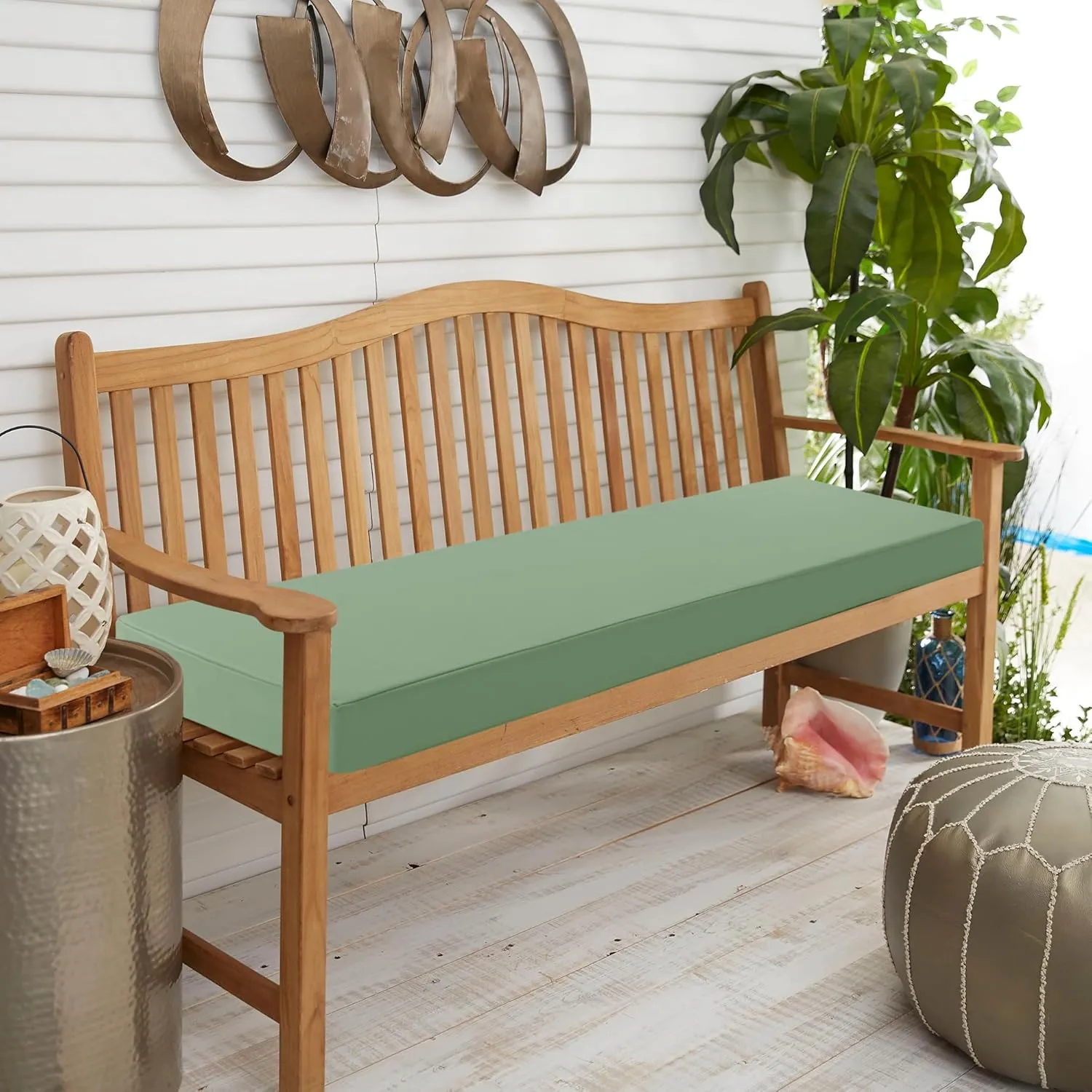 Outdoor Bench Cushion: Waterproof and Fade Resistant Patio Furniture Cushions - Non-slip Bench Pad Cushion with Removable Cover for Garden Swing Porch Sofa Settee, 48 x 18 x 3 Inch, Sage Green