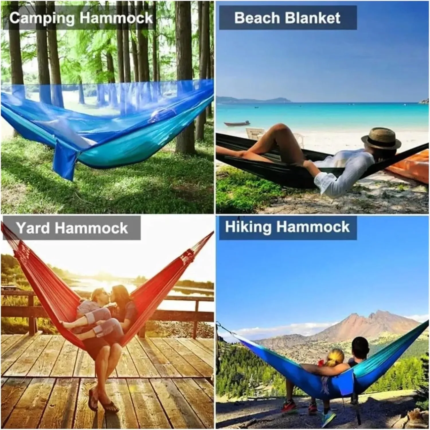 Outdoor Camping Hammock with Mosquito Net Lightweight Hanging Hammocks High Strength Parachute Fabric Hanging Bed Net 250x120cm for Terrace, Outdoor(Double Green)