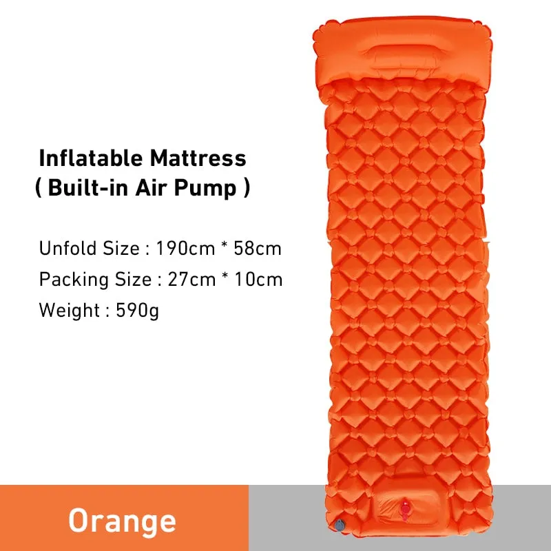 Outdoor Camping Sleeping Pad Inflatable Mattress Travel Mat Folding Bed with Pillows Ultralight