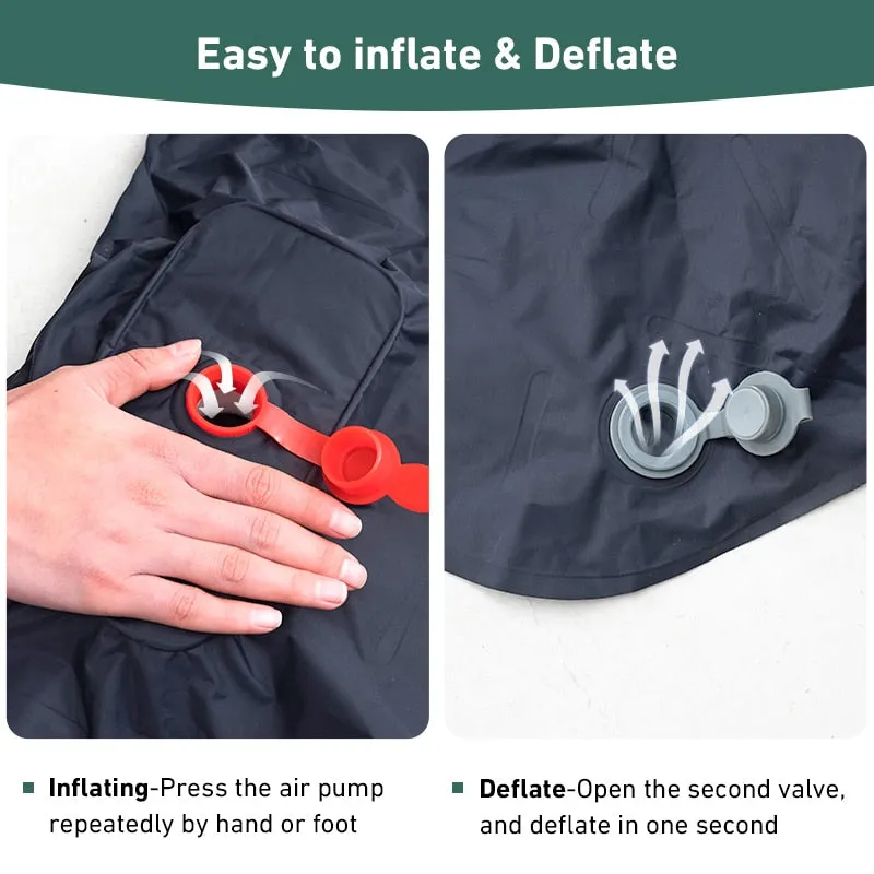 Outdoor Camping Sleeping Pad Inflatable Mattress Travel Mat Folding Bed with Pillows Ultralight