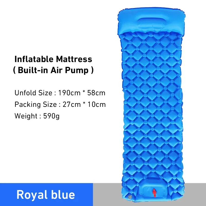 Outdoor Camping Sleeping Pad Inflatable Mattress Travel Mat Folding Bed with Pillows Ultralight
