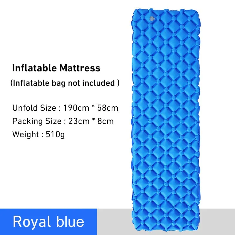 Outdoor Camping Sleeping Pad Inflatable Mattress Travel Mat Folding Bed with Pillows Ultralight