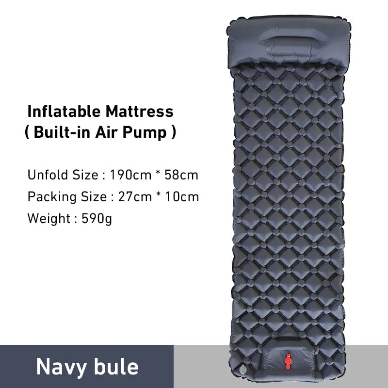 Outdoor Camping Sleeping Pad Inflatable Mattress Travel Mat Folding Bed with Pillows Ultralight