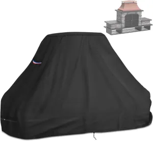 Outdoor Fireplace Cover, Heavy Duty Waterproof 82inch Tall Patio Wood Burning Fireplaces Cover - 82"L x 24"W x 52"H