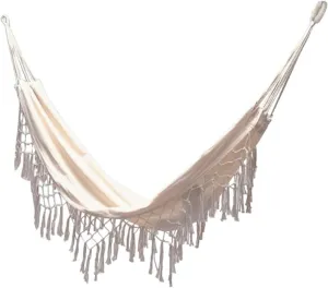Outdoor Garden Hammock Tassel Canvas Swing Chair Hanging Bed Hiking Camping Hunting Foldable Hammock Photo Props for Terrace, Outdoor(200 * 100cm)