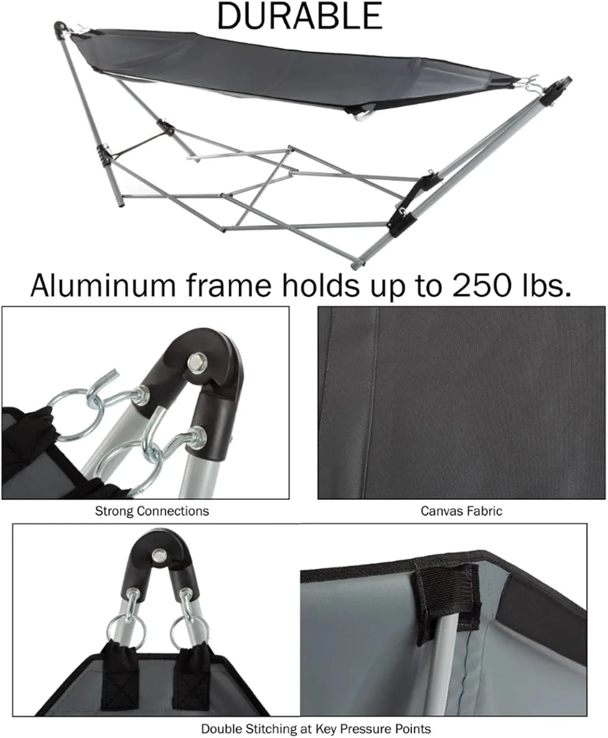 Outdoor Portable Folding Hammock Foldable Aluminum Frame, Durable Sturdy Garden Hammock Camping Portable Folding Hammock(Blue)