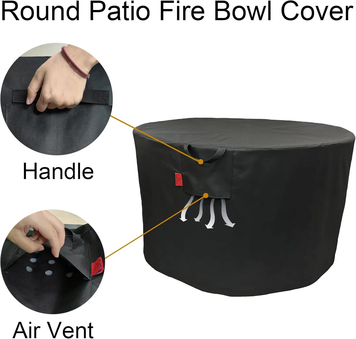 Outdoor Round Fire Pit Cover Fits for most 22"-30"-31" Fire Pit Like Gas One,Four Seasons Courtyard,Yaheetech,SINGLYFIRE,Hampton Bay,Sunnydaze,Landmann,BALI OUTDOORS,KINGSO,32"D x 16"H