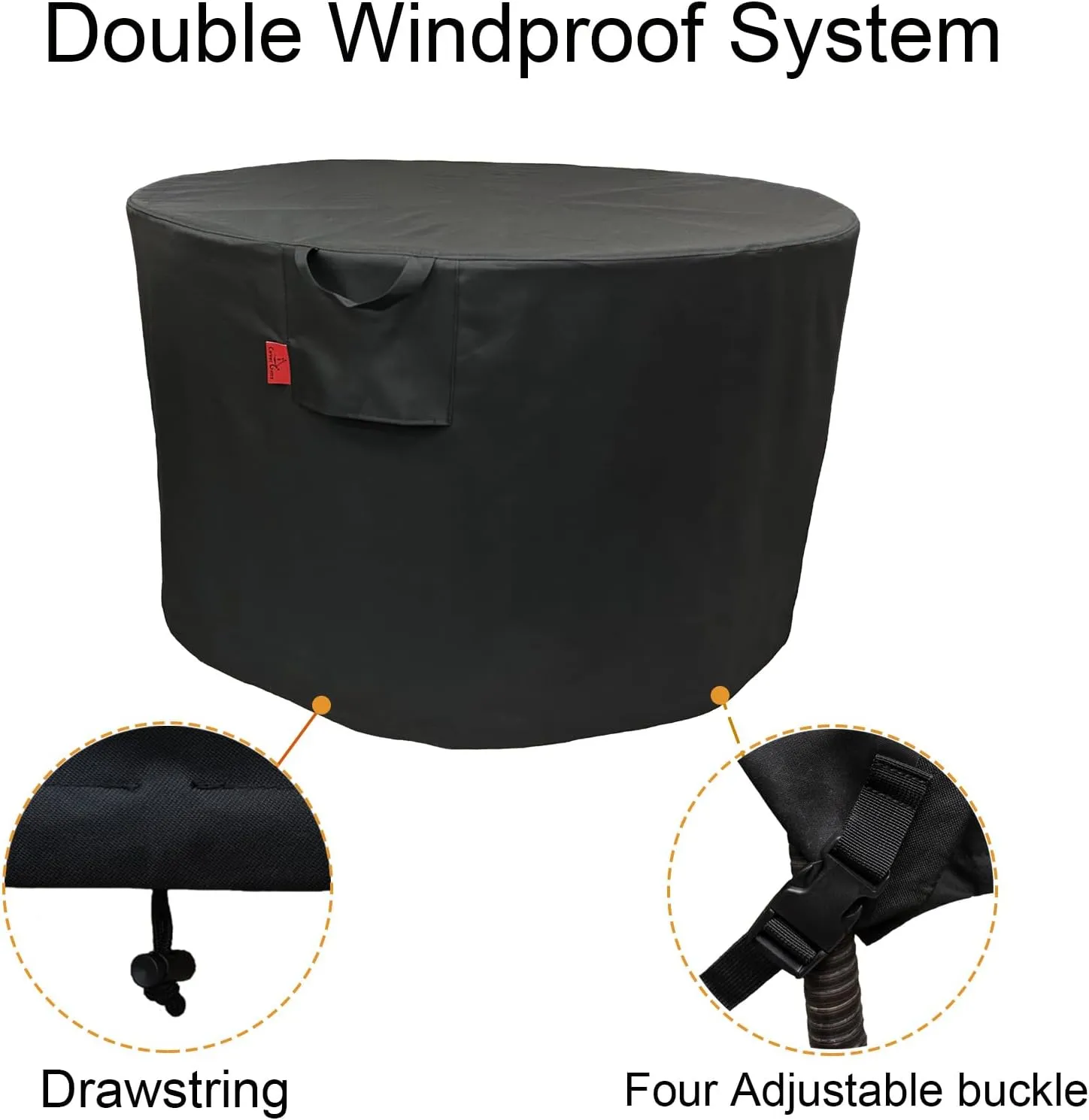 Outdoor Round Fire Pit Cover Fits for most 22"-30"-31" Fire Pit Like Gas One,Four Seasons Courtyard,Yaheetech,SINGLYFIRE,Hampton Bay,Sunnydaze,Landmann,BALI OUTDOORS,KINGSO,32"D x 16"H