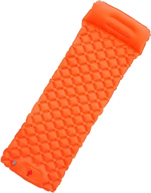 Outdoor Sleeping Pad, Camping Inflatable Mattress with Pillows Travel Mat Folding Bed, Ultralight Air Cushion Hiking Trekking,Orange
