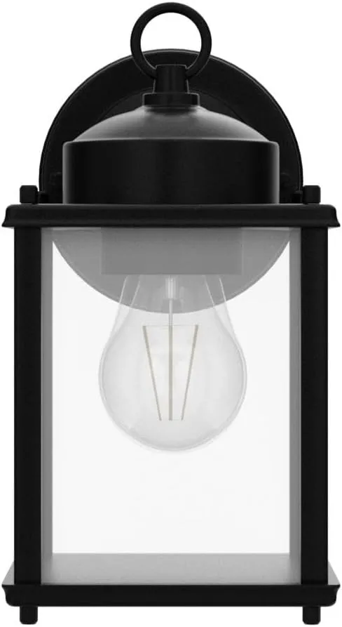 Outdoor Wall Lantern, Exterior Waterproof Wall Sconce Light Fixtures, Black Front Door Wall Lighting with Clear Beveled Glass Shade, 2 Pack