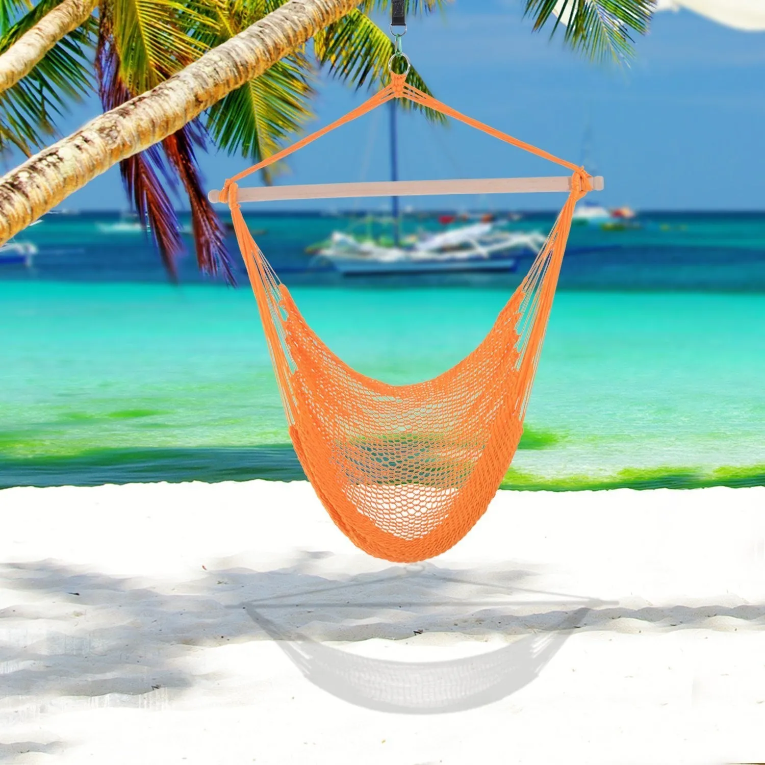 Outsunny Portable Hammock Chair, Hanging Woven Hammock Swing Chair Sleeping Bed For Outdoor Garden Y|Outsunny Portable Suspendu Tisse Hamac Siege Corde Balancoire Chaise Lit De Couchage Pour Exterieur