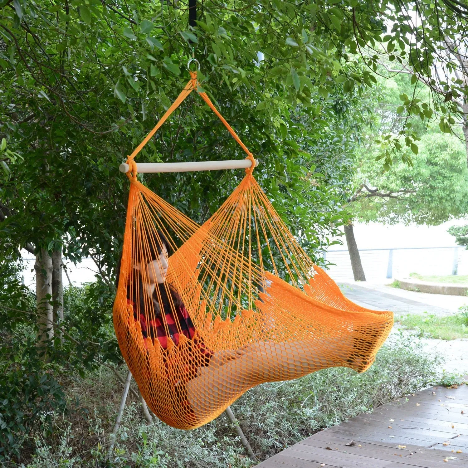 Outsunny Portable Hammock Chair, Hanging Woven Hammock Swing Chair Sleeping Bed For Outdoor Garden Y|Outsunny Portable Suspendu Tisse Hamac Siege Corde Balancoire Chaise Lit De Couchage Pour Exterieur