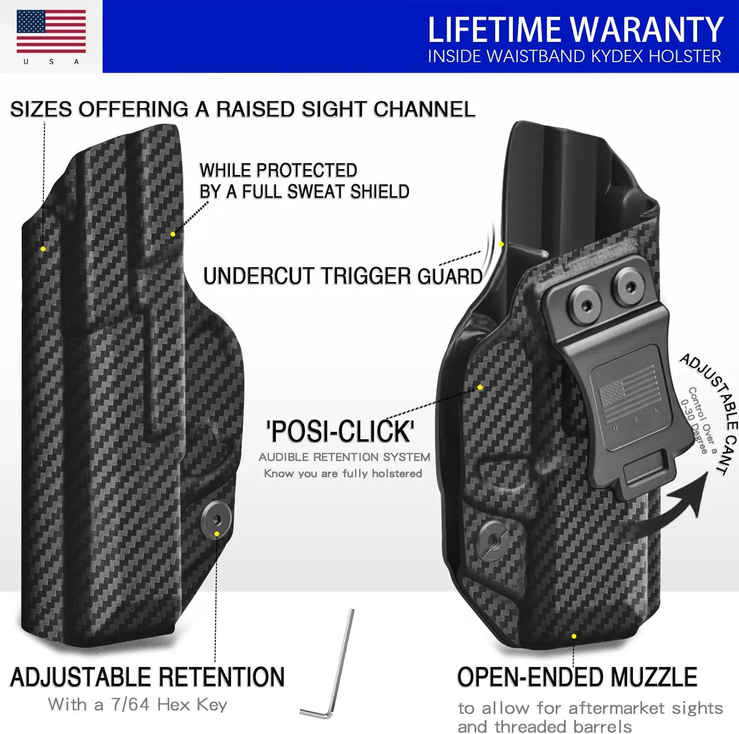 P365 Holster IWB Kydex Fit: Sig Sauer P365, P365 SAS & P365X Pistol – Inside Waistband Concealed Carry – Adjustable Cant & 'Posi-Click' Retention – Trigger Guard - No Wear or Jitter - USA Made