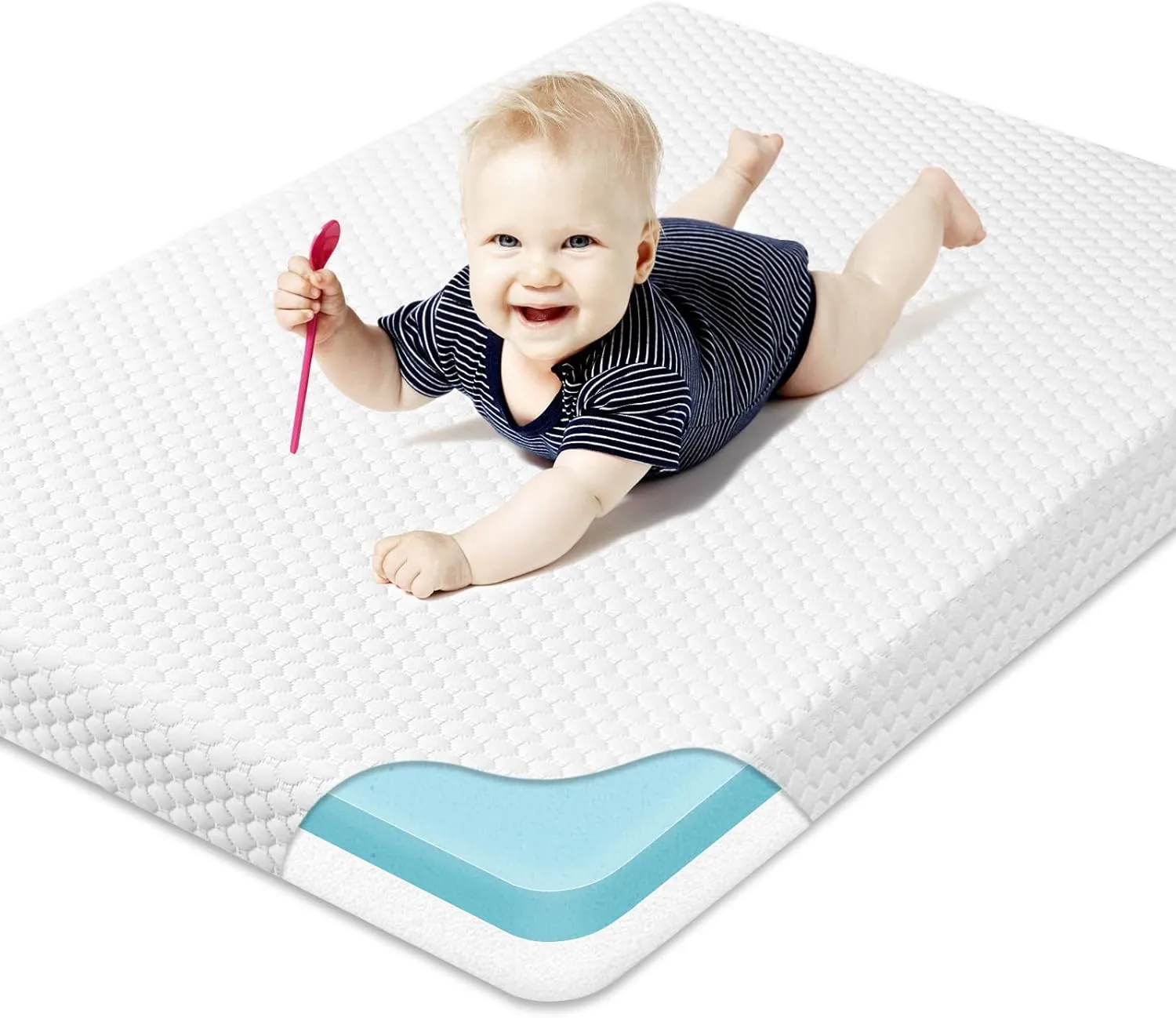 Pack and Play Mattress Pad, Dual-Sided Memory Foam Pack N Play Mattresses for Playpen, 38x26 Portable Crib Mattress for Pack n Play with Washable Removable Cover