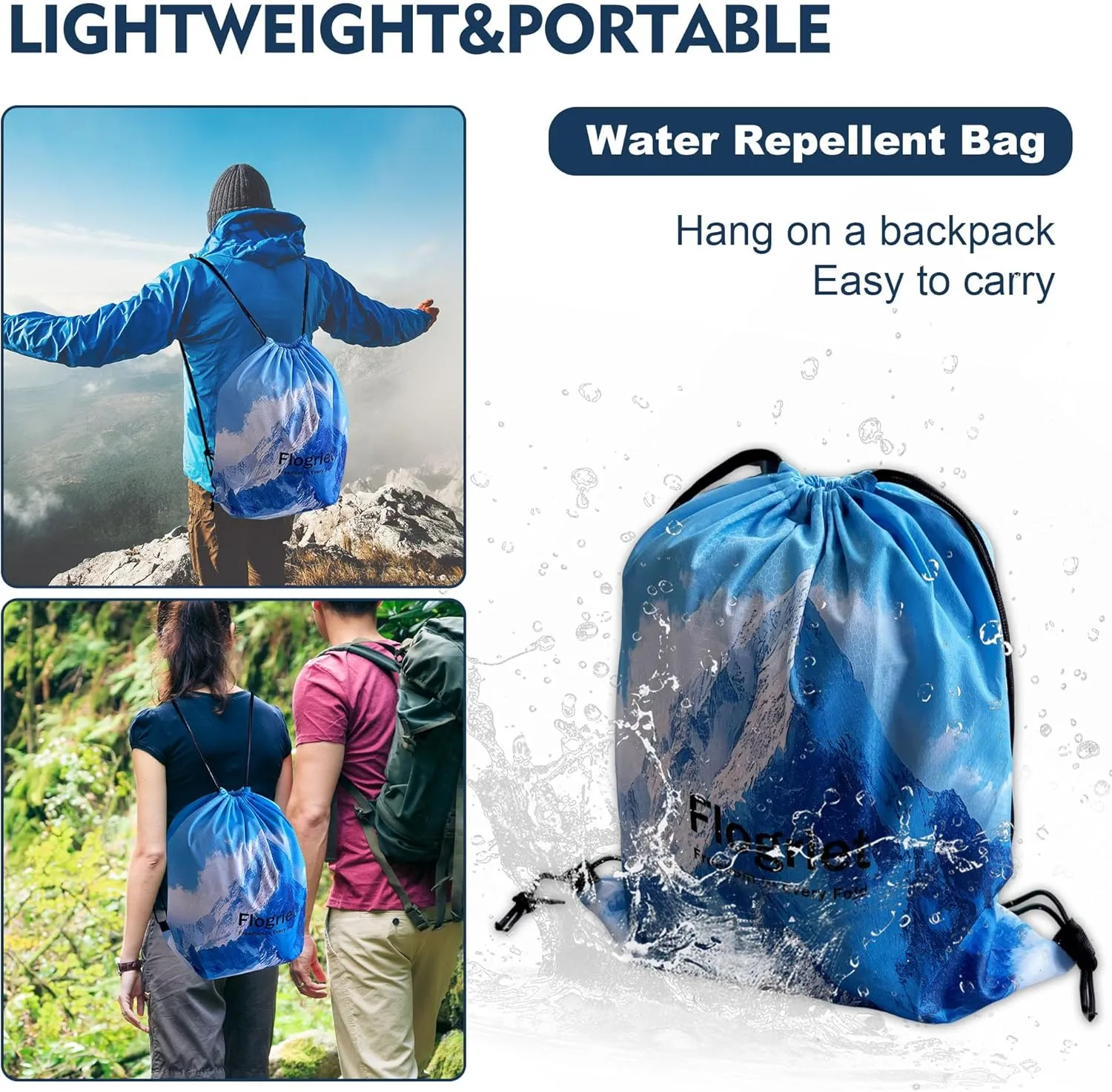 Packable Camping Blanket Puffy Lightweight Water Resistant Windproof Double Sided Gradual Sunset Includes Oversized Drawstring Backpack for Travel Concerts Outdoor Adventures