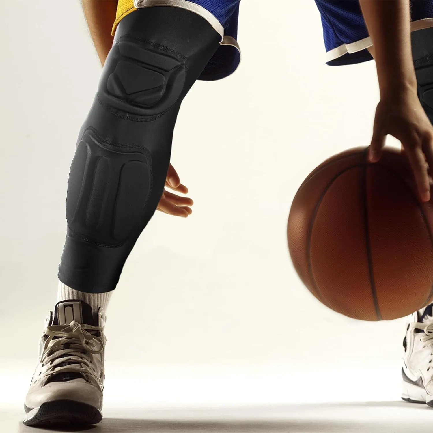 Padded Knee Calf Pads Compression Leg Sleeve Thigh Protector Gear Shin Brace for Football Basketball Volleyball Soccer Baseball for Adult (1 Pair)