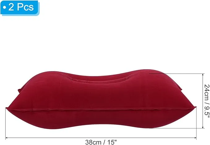 PATIKIL Inflatable Pillow, 2 Pack Squared Ultralight Camping Travel Pillow Desk Rest Neck Support for Hiking Backpacking Office, Red
