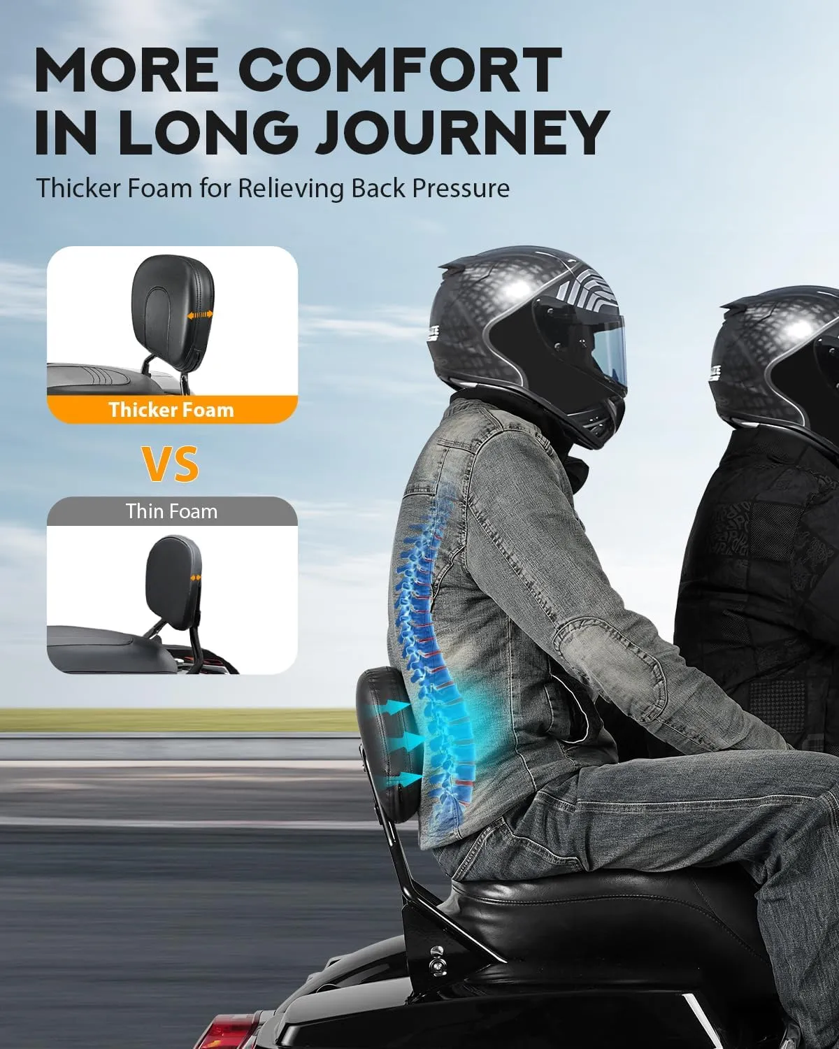 PBYMT Detachable Passenger Backrest, Quick Release 2-up Sissy Bar Fit for Harley Davidson Touring Street Glide Road Glide Road King Electra Glide 2009-2024, Gloss Black