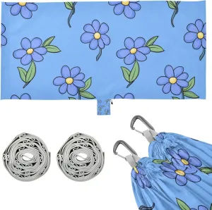 Periwinkle Floral Country Style Cartoon Style Camping Hammock with Tree Straps Swing Hammock for Outside Patio Backyard Poolside