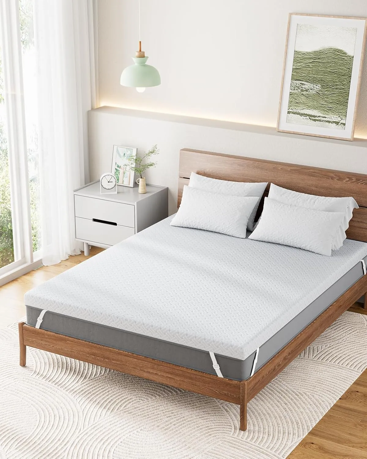 PERLECARE Twin XL Mattress Topper - 3 Inch Cooling Memory Foam Mattress Pad for Back Pain,Bed Topper with Bamboo Cover,Removable & Washable & Non-Slip,CertiPUR-US & Oeko-Tex Certified
