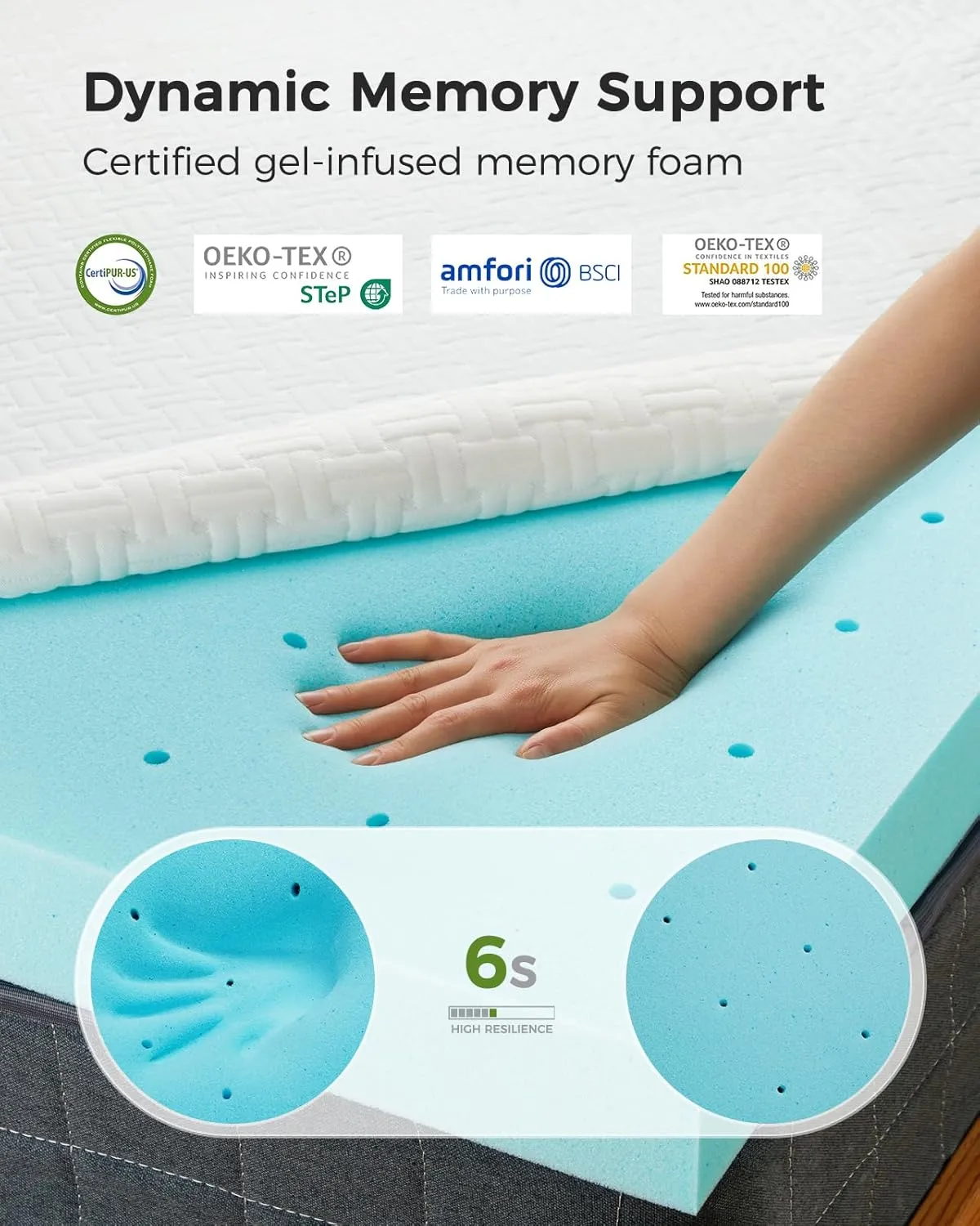 PERLECARE Twin XL Mattress Topper - 3 Inch Cooling Memory Foam Mattress Pad for Back Pain,Bed Topper with Bamboo Cover,Removable & Washable & Non-Slip,CertiPUR-US & Oeko-Tex Certified