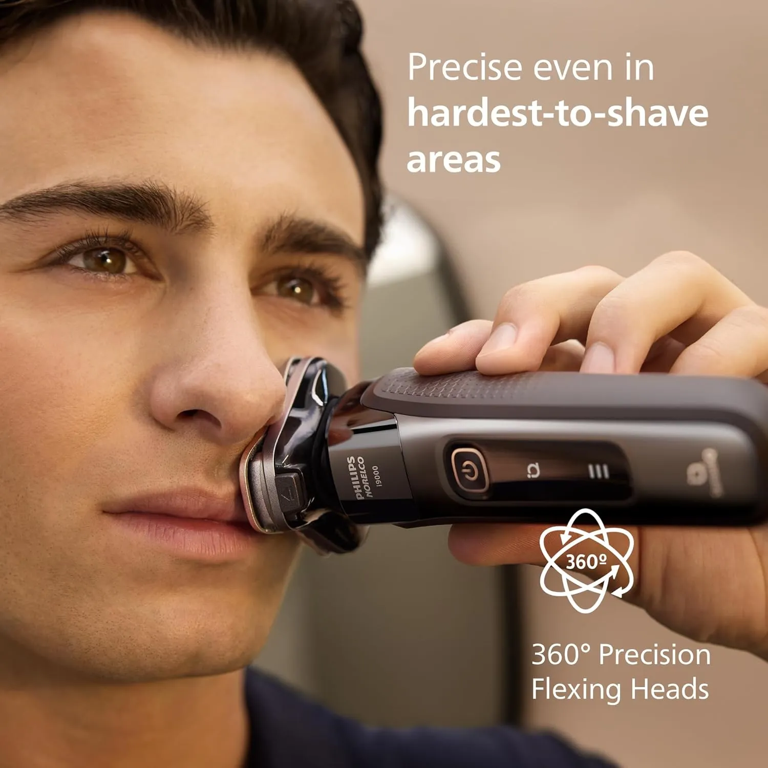 Philips Norelco Shaver i9000, Wet & Dry Electric Shaver, Ink Black, SenseIQ Technology, Triple Lift & Cut System, 360 Rotating Dual SteelPrecision Precision Blades, Nose Trimmer, Model X9000/90