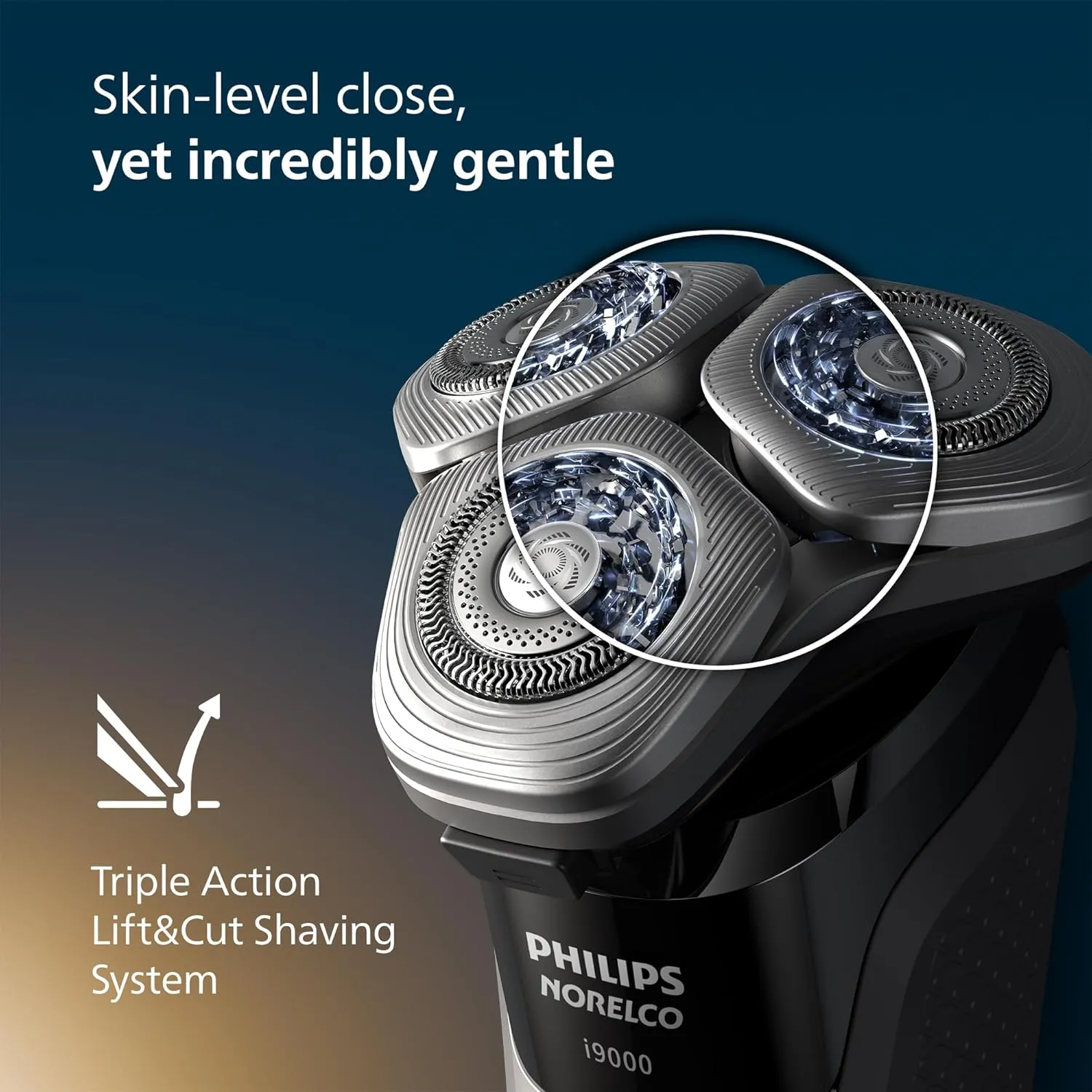 Philips Norelco Shaver i9000, Wet & Dry Electric Shaver, Ink Black, SenseIQ Technology, Triple Lift & Cut System, 360 Rotating Dual SteelPrecision Precision Blades, Nose Trimmer, Model X9000/90