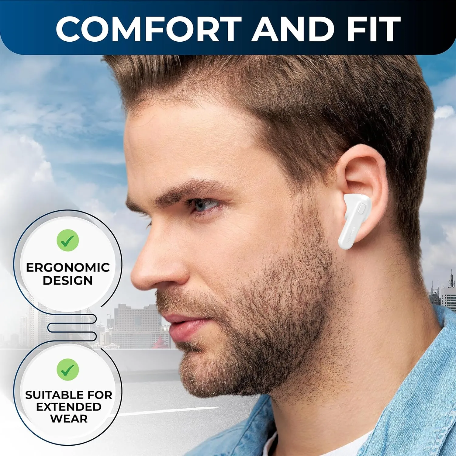 PHILIPS True Wireless Earbuds, TWS Bluetooth 5.3 Headphones, 13mm Drivers, AI Mic for Clear Calls, IPX4 Waterproof, 15 Hours Playtime, Compatible w/iPhone Android & Bluetooth Devices, TAT1138 White