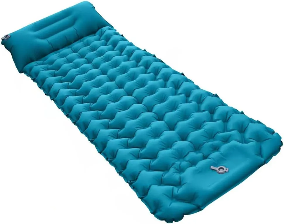 PHILISENMALL Inflatable Sleeping Pad for Camping, Extra Thick 4 Inch Camping Sleeping Mat with Pillow Built-in Foot Pump, Foldable Camping Mattress for Backpacking, Hiking, Traveling
