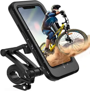Phone Holder for Bike Waterproof,Motorcycle Handlebar Mount,Mountain Bicycle Cellphone Clamp，Scooter Phone Clip Freely Adjustable Height and 360°Rotation,Suitable for Any Smartphone GPS Navigation