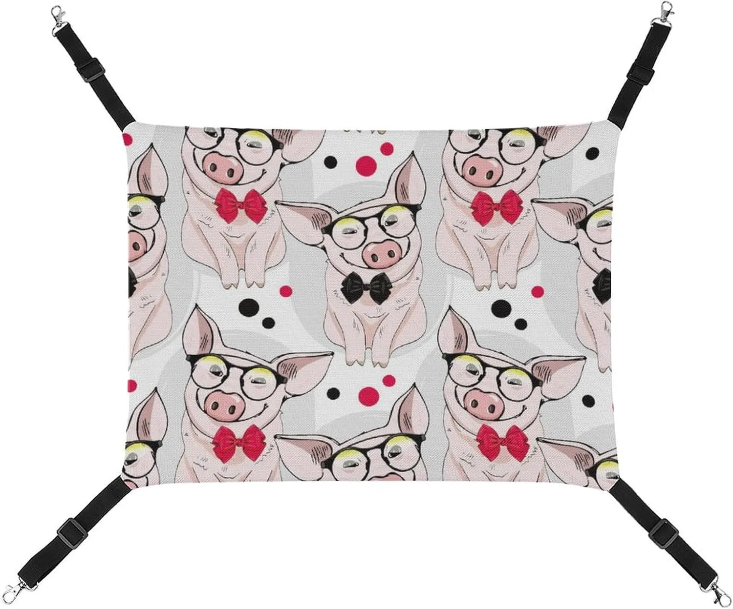 Pigs with Glasses and Bows Hanging Cat Bed Soft Breathable Pet Hammock for Cage Pet Sleeper for Kitten Ferret Puppy Rabbit, style, 20240327