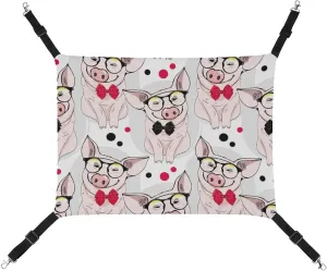 Pigs with Glasses and Bows Hanging Cat Bed Soft Breathable Pet Hammock for Cage Pet Sleeper for Kitten Ferret Puppy Rabbit, style, 20240327