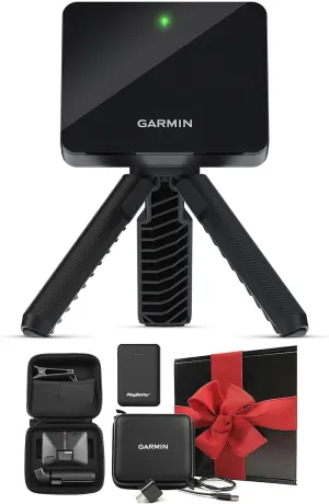 PlayBetter Garmin Approach R10 Portable Golf Launch Monitor & Simulator Gift Box Bundle - Great for Home, Outdoor & Indoor, Projector Compatible - Includes Portable Charger, Case, Tripod & Adapter