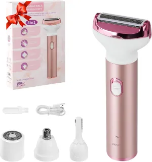 Pluxy Epil Pro 3.0 Women Face Epilator, 4-in-1 Body Shaver and Facial Epilator, Hair Removal for Faces, Rechargeable Electric Facial Hair Removal Devices for Face, Armpits, Eyebrows, Nose