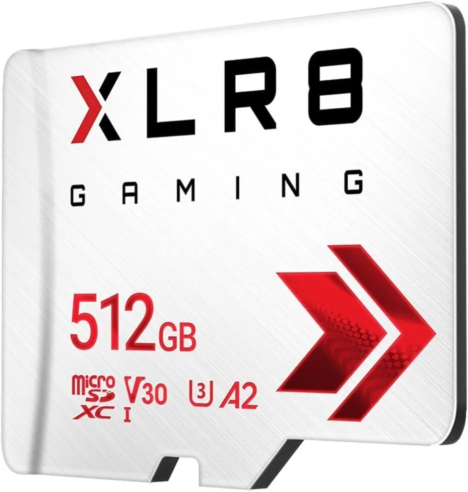 PNY 512GB XLR8 Gaming microSDXC Memory Card - 100MB/s, UHS-I, 4K UHD, Full HD, U3, V30, A2 - Micro SD for Portable Console Gaming on Nintendo-Switch, Steam Deck, Smartphones and Tablets