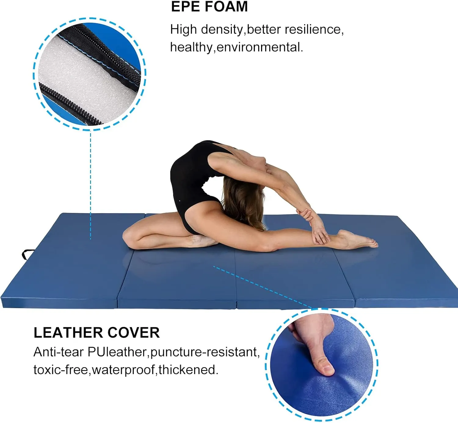 Polar Aurora 4'x10'x2 Thick Folding Gymnastics Exercise Mat Aerobics Stretching Yoga Mats