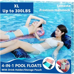 Pool Hammock Floats, Pool Floats for Adults 2 Packs, Heavy-Duty Inflatable Pool Floating for Pool, Lake Floats for Pool Lounger, Beach Water Hammock Swimming Pool,Mesh Fabric Portable Design Blue