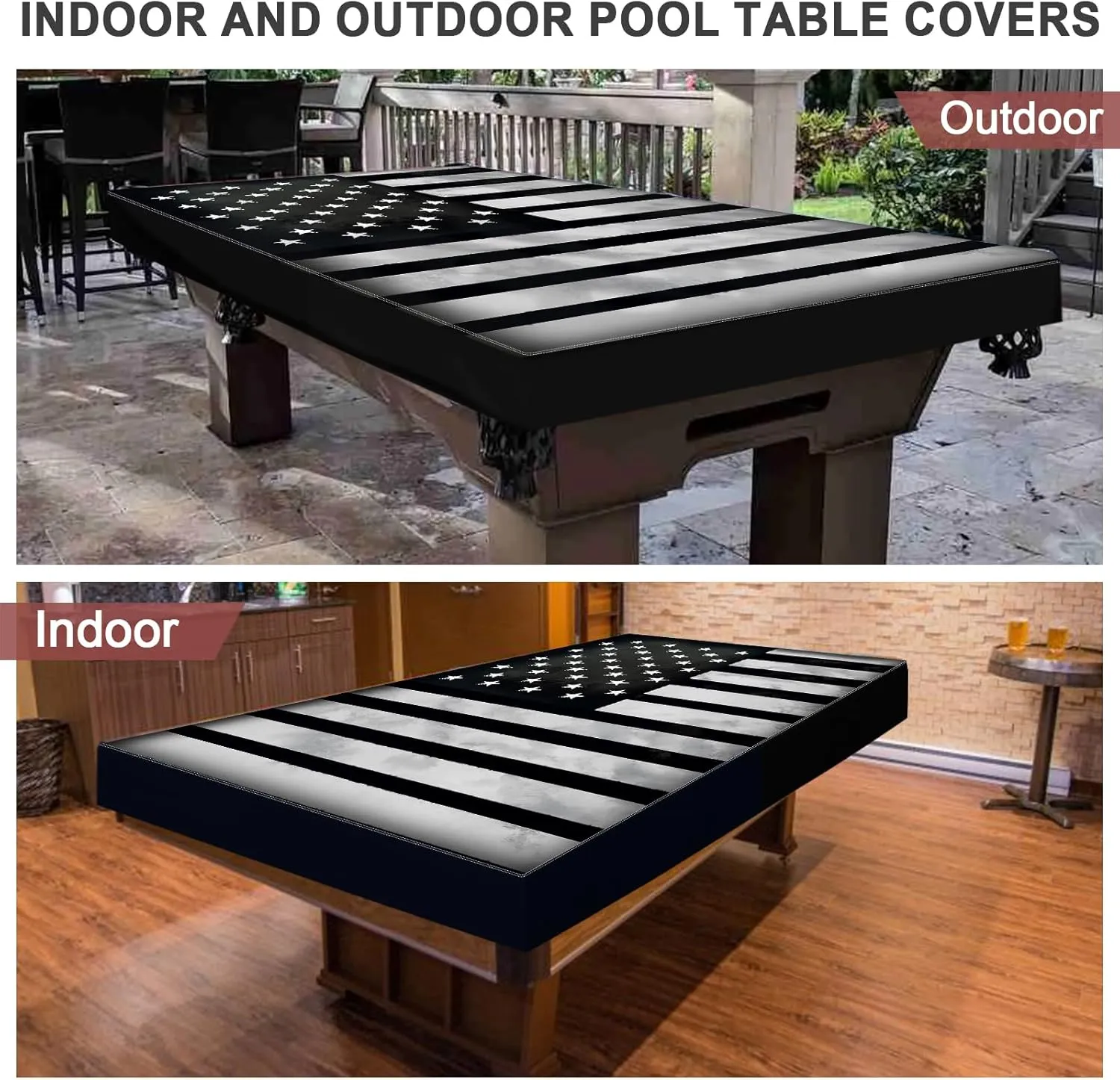 Pool Table Cover, Waterproof & Dustproof Outdoor/Indoor Polyester Taffeta Cloth Table Cover，Billiard Pool Table Cover Scratch-Resistant (8ft)