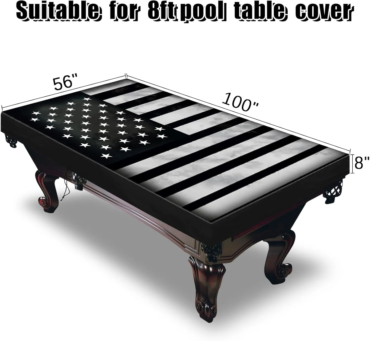 Pool Table Cover, Waterproof & Dustproof Outdoor/Indoor Polyester Taffeta Cloth Table Cover，Billiard Pool Table Cover Scratch-Resistant (8ft)