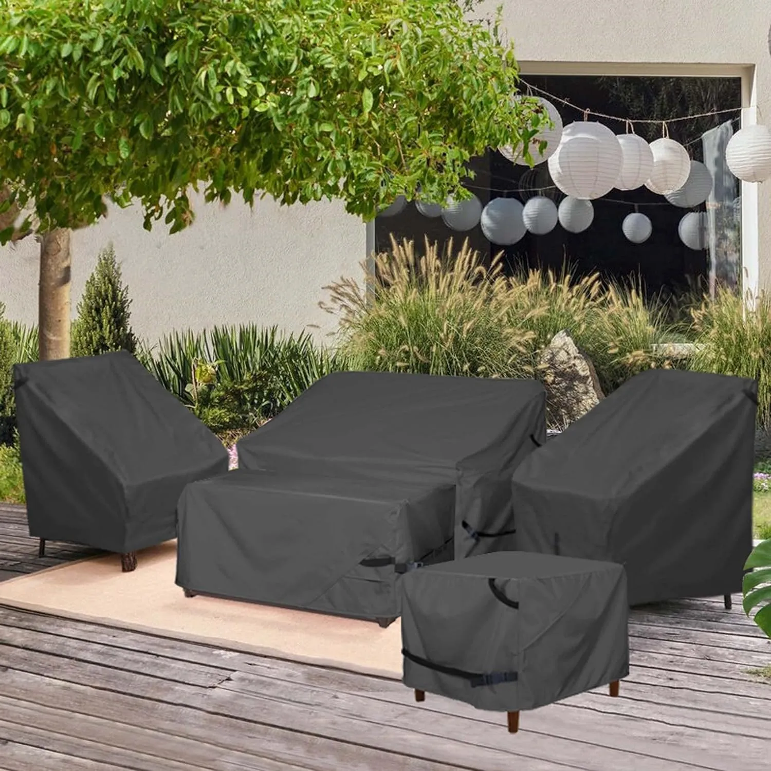 Porch Shield Patio Deck Box Storage Cover - 600D Outdoor Waterproof Cover for 150-230 Gallon Box Tear Resistant Rectangular Fire Pit Table Covers 62 x 29 x 28inch Black