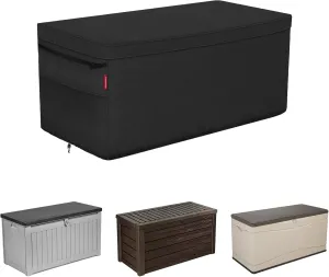 Porch Shield Patio Deck Box Storage Cover - 600D Outdoor Waterproof Tear Resistant Rectangular Fire Pit Table Covers 62 x 29 x 28 inches（Top Zipper, Black）