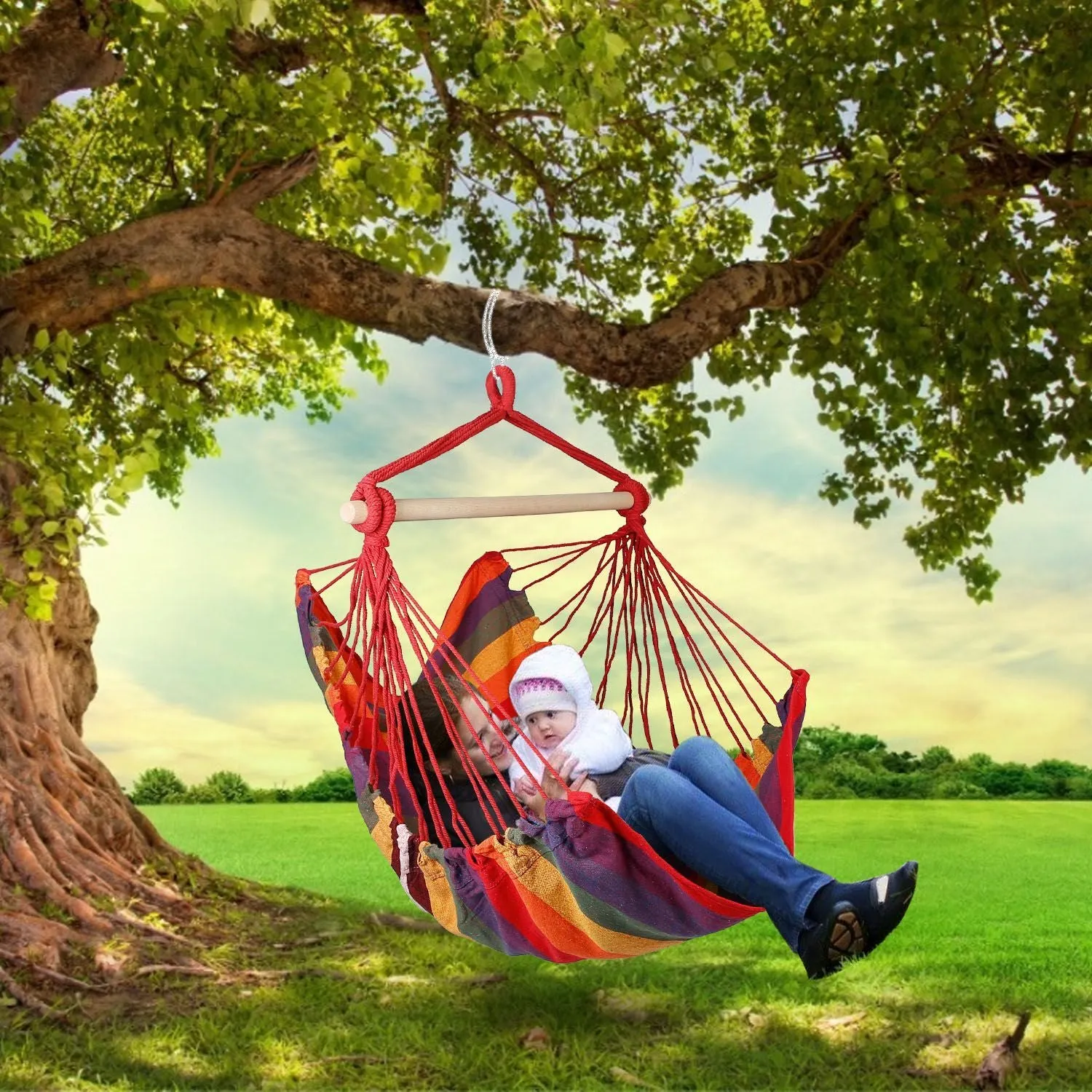 Porch Swing Chair Patio Crowd-pleaser Seat Rope Portable Hammock Camping Canvas Discount coupons Hanging Seat