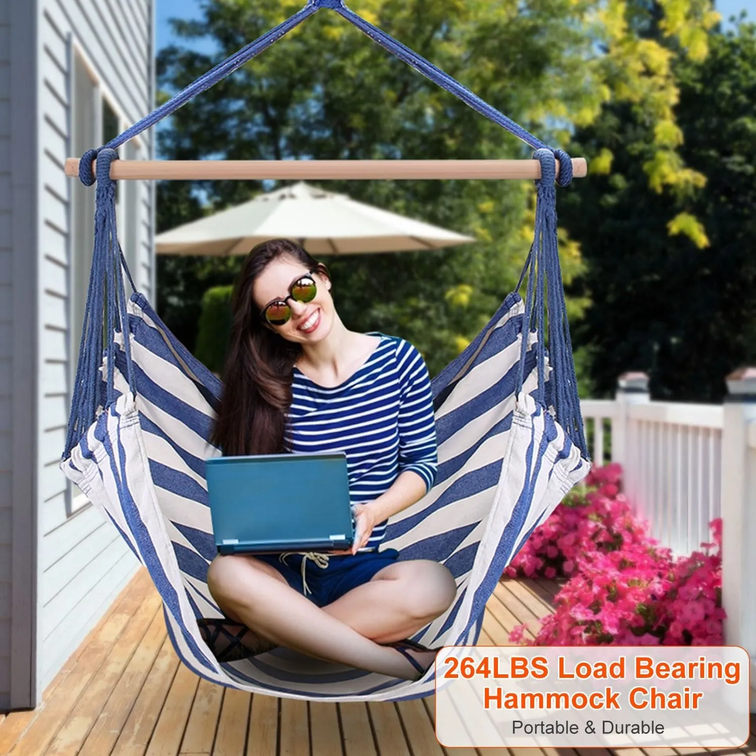 Porch Swing Chair Patio Crowd-pleaser Seat Rope Portable Hammock Camping Canvas Discount coupons Hanging Seat