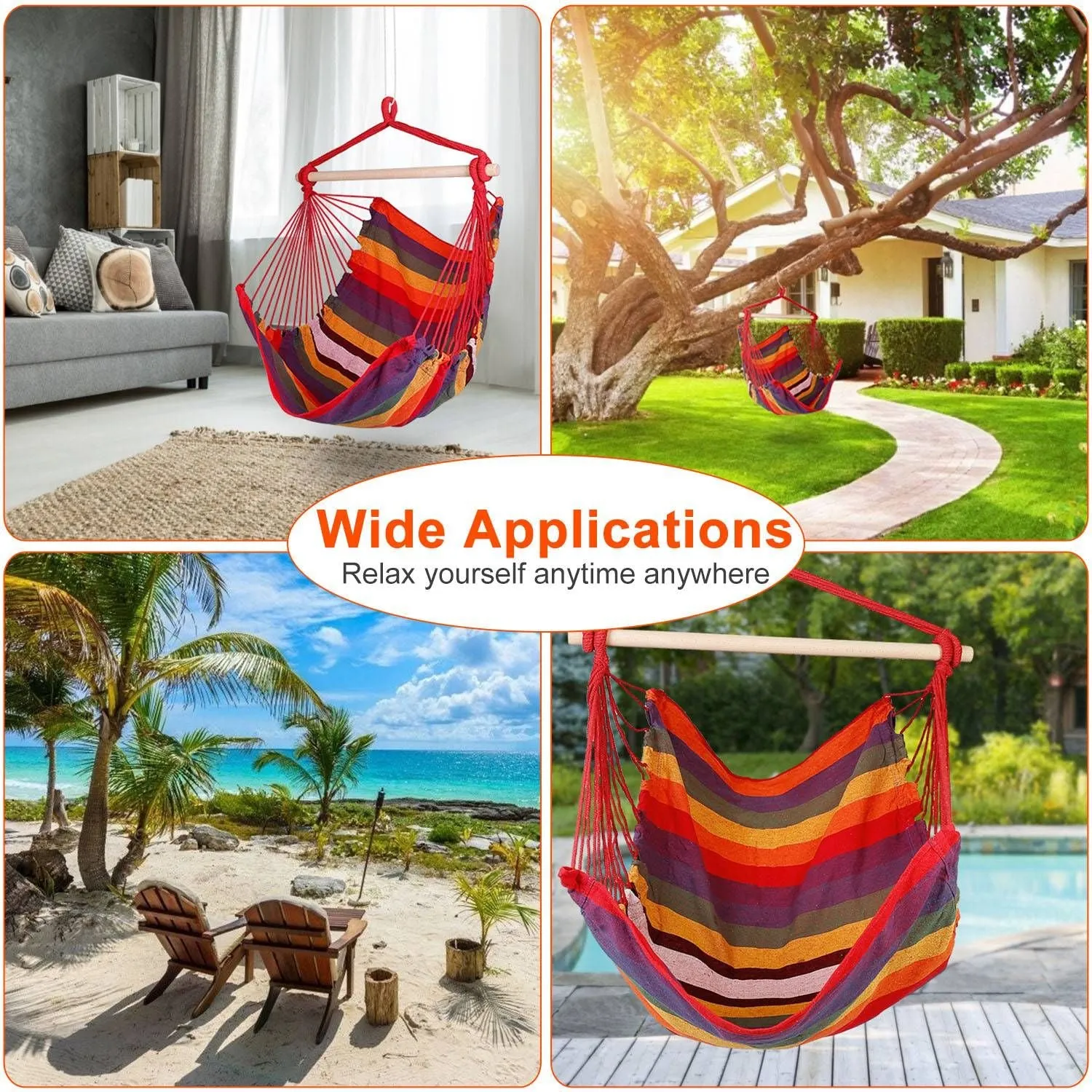 Porch Swing Chair Patio Crowd-pleaser Seat Rope Portable Hammock Camping Canvas Discount coupons Hanging Seat