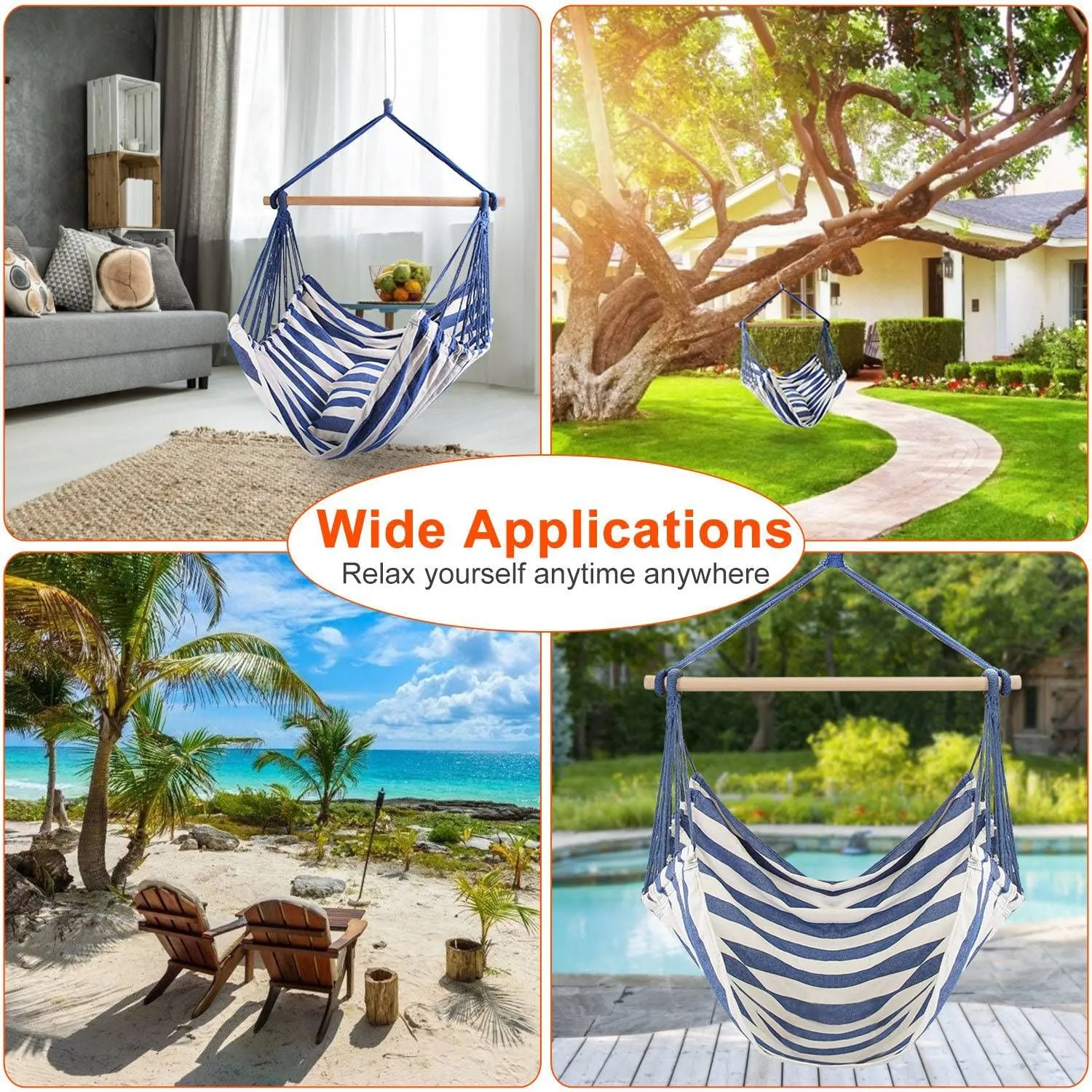 Porch Swing Chair Patio Crowd-pleaser Seat Rope Portable Hammock Camping Canvas Discount coupons Hanging Seat