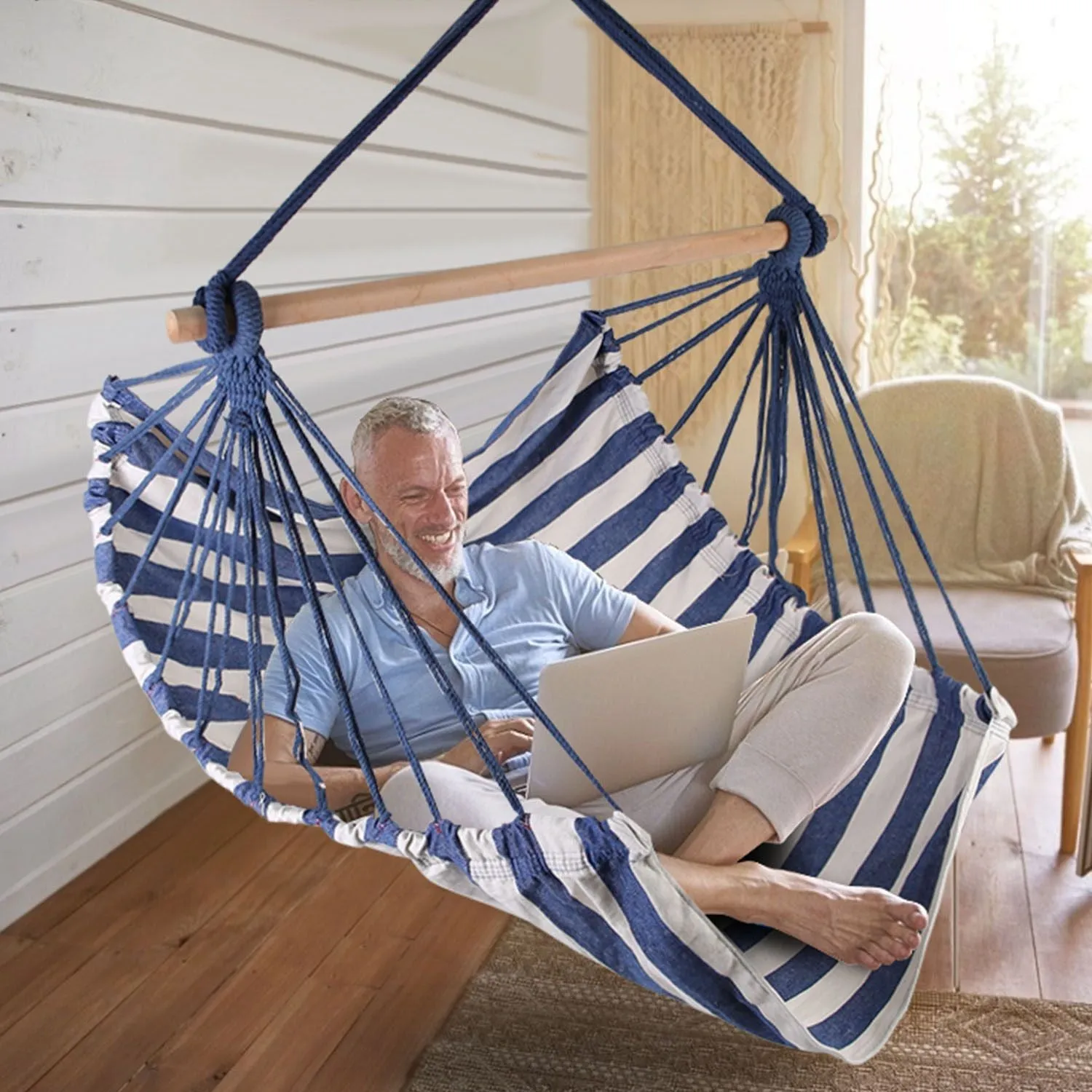 Porch Swing Chair Patio Crowd-pleaser Seat Rope Portable Hammock Camping Canvas Discount coupons Hanging Seat